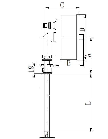 WSSX-411可動外螺紋徑向電接點雙金屬溫度計安裝圖片