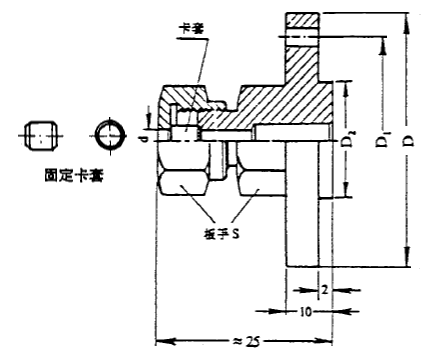 化工用熱電偶、熱電阻固定卡套法蘭圖片尺寸