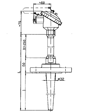 WZP-731固定法蘭錐形套管式熱電阻安裝圖片