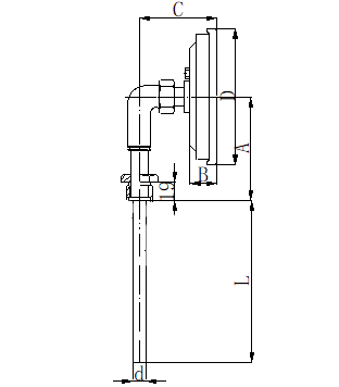 WSS-513固定外螺紋徑向雙金屬溫度計(jì)安裝圖片