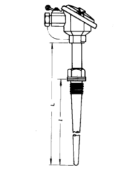 WZP-621固定螺紋錐形套管防濺式熱電阻安裝圖片