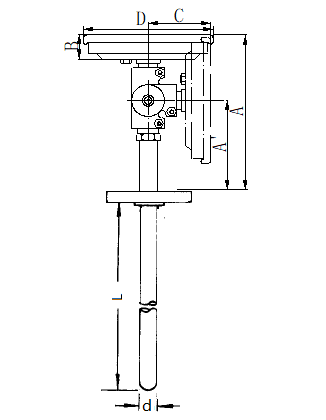 WSS-584固定法蘭萬(wàn)向雙金屬溫度計(jì)安裝圖片