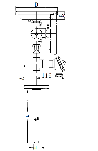 WSSP-384固定法蘭萬(wàn)向一體化雙金屬溫度計(jì)安裝圖片