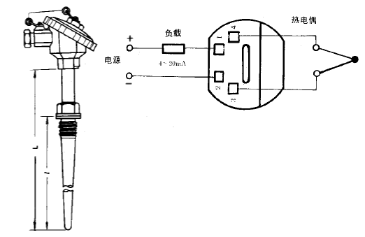 SBWR-2280/631熱電偶一體化溫度變送器安裝圖片