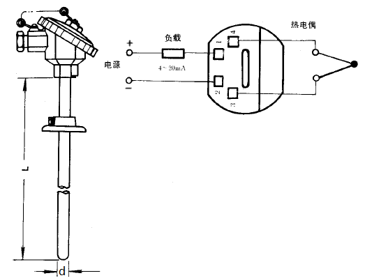 SBWR-2380/331熱電偶一體化溫度變送器安裝圖片