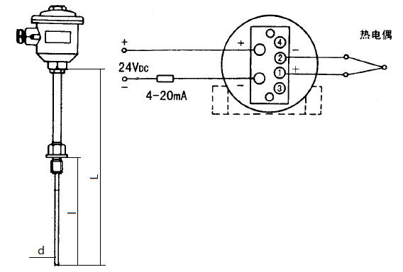 SBWR-2280/240kd隔爆一體化熱電偶溫度變送器安裝圖片