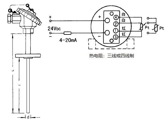 SBWZ-2480/438K熱電阻一體化溫度變送器安裝圖片