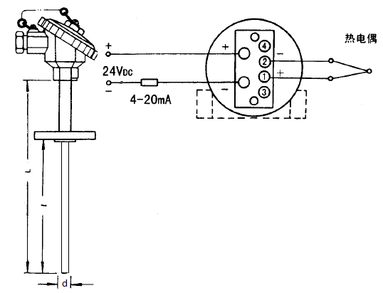 SBWR-2180/436K熱電偶一體化溫度變送器安裝圖片